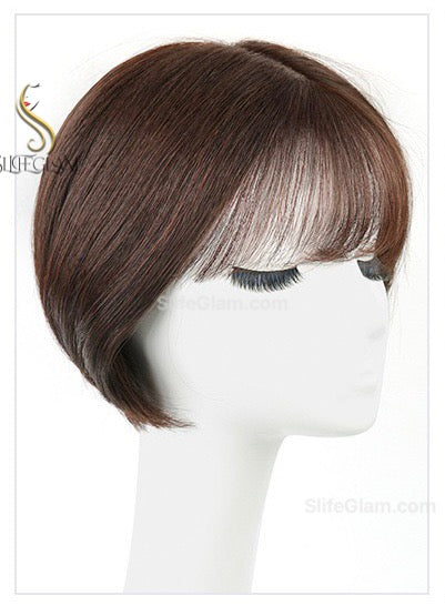 100% Short Brown Human Hair Wig Natural Realistic