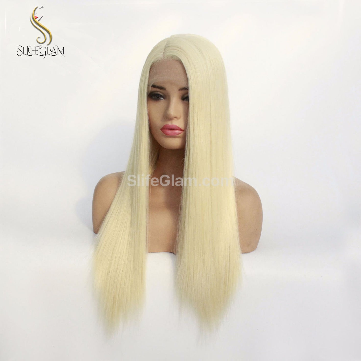 Beautiful Realistic Lace Front Straight Platinum Blonde Wig Natural Realistic