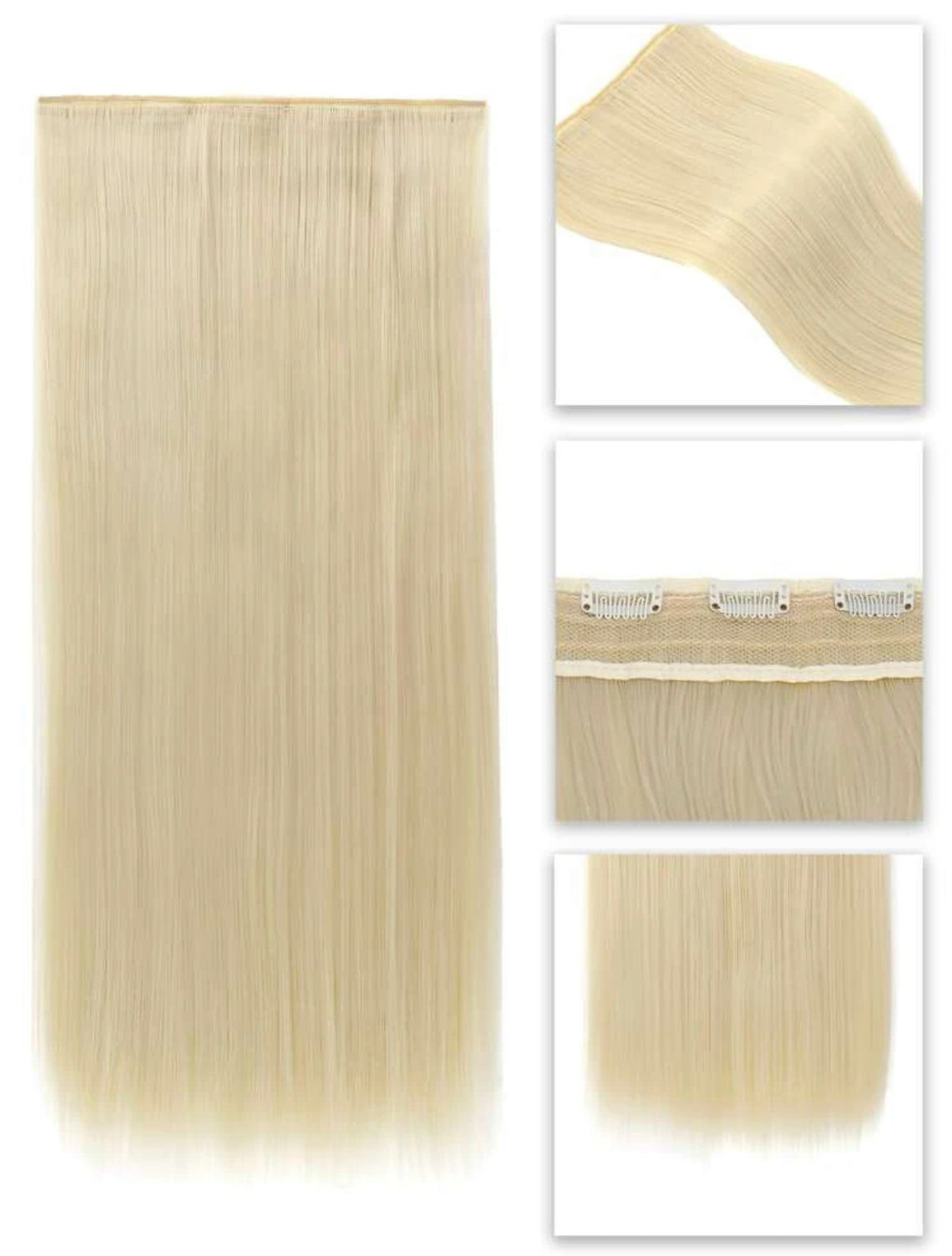 SlifeGlam One Big Piece Clip-in Straight  Hair Extensions 24 inches Platinum Blonde Hair Extensions