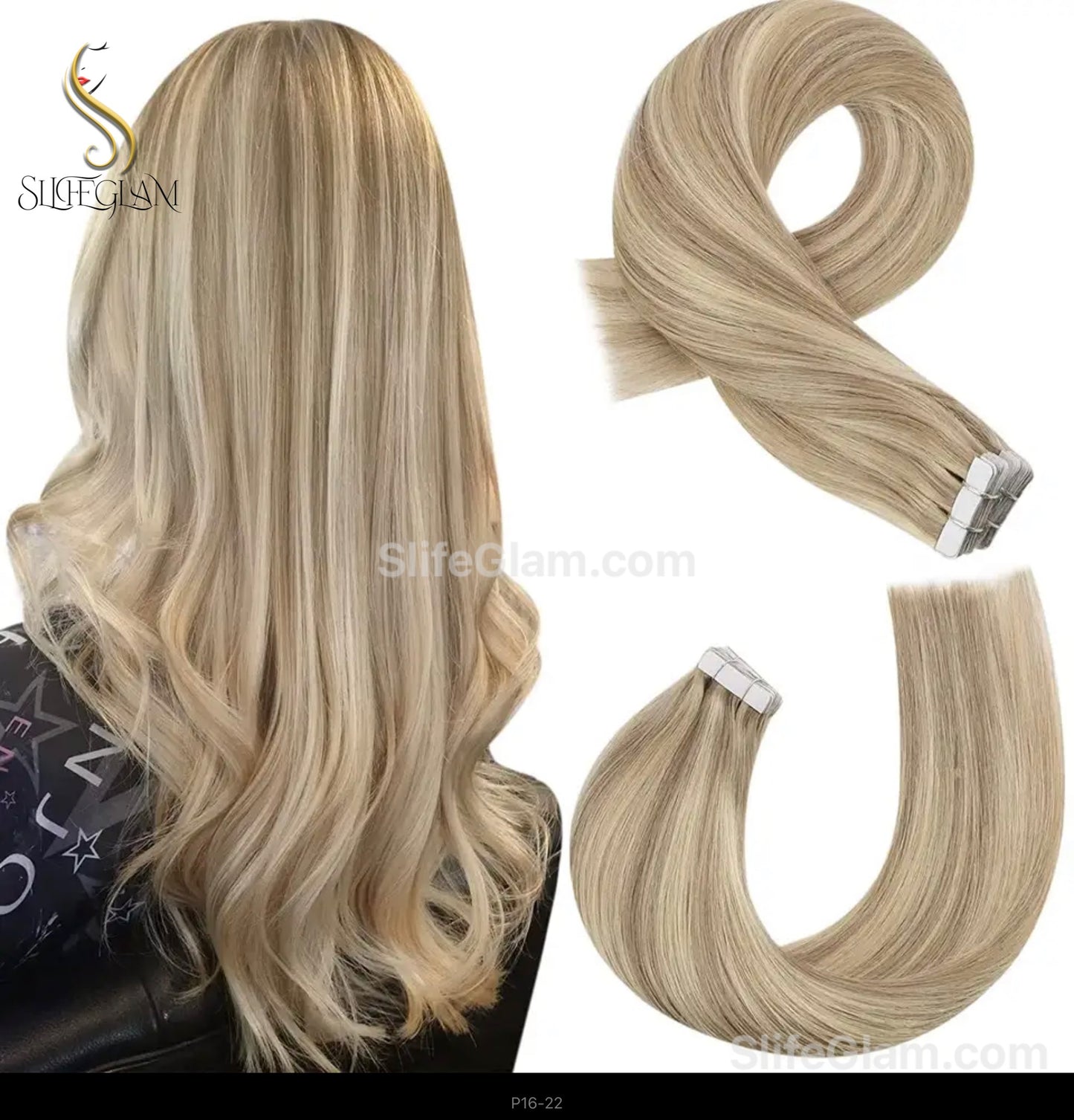 100% Remy Human Hair Ombre Blonde Tape-in Hair Extensions 50G Platinum Blonde Honey Blonde Brown Dark Blonde