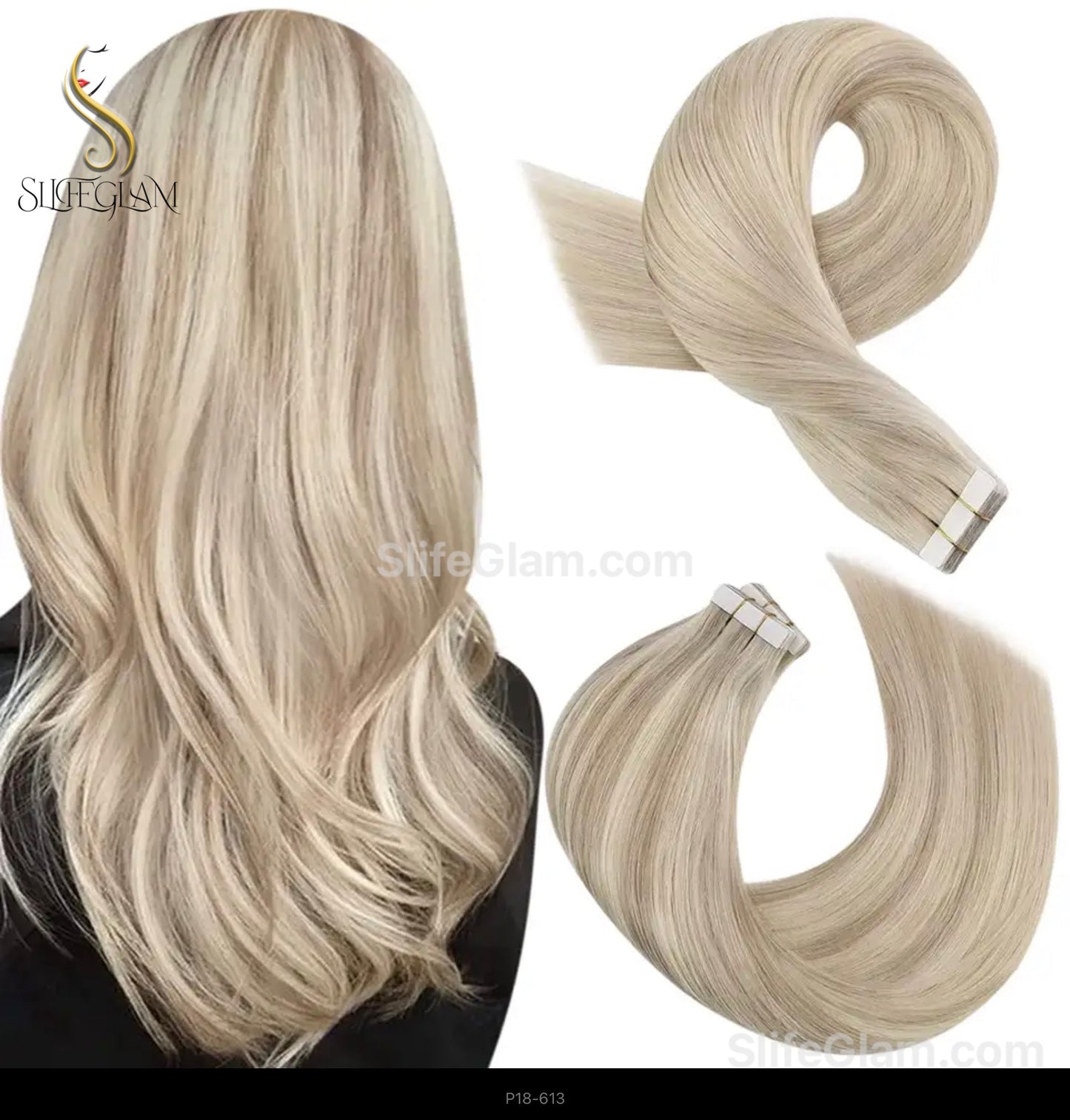 100% Remy Human Hair Ombre Blonde Tape-in Hair Extensions 50G Platinum Blonde Honey Blonde Brown Dark Blonde