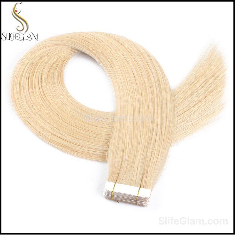 100% Remy Human Hair Blonde Tape-in Hair Extensions 50G Platinum Blonde Honey Blonde Brown Dark Blonde