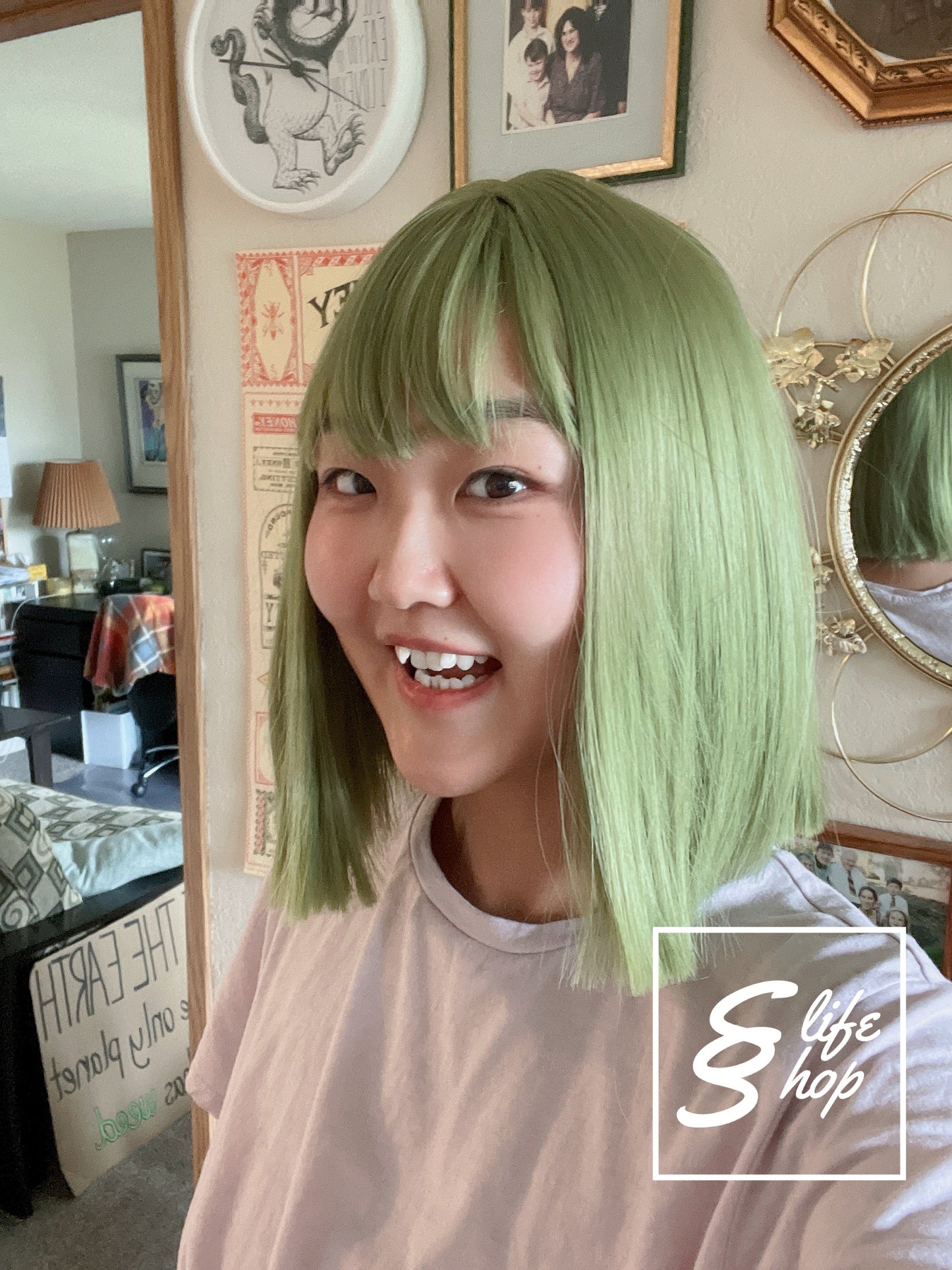 Elf Like Electric Green Short Straight Bob Wig Natural Realistic Halloween Wig