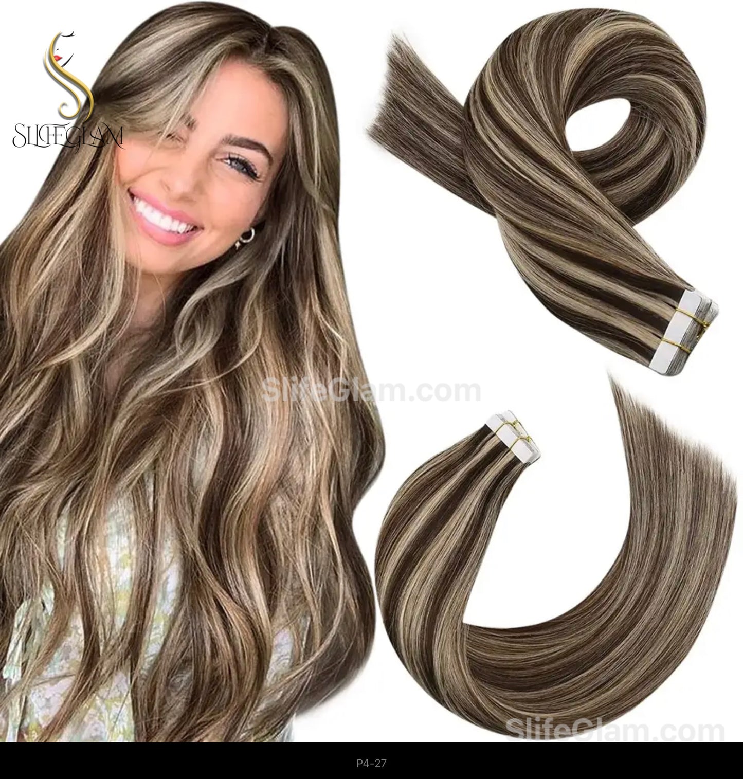 100% Remy Human Hair Ombre Blonde Tape-in Hair Extensions 50G Platinum Blonde Honey Blonde Brown Dark Blonde