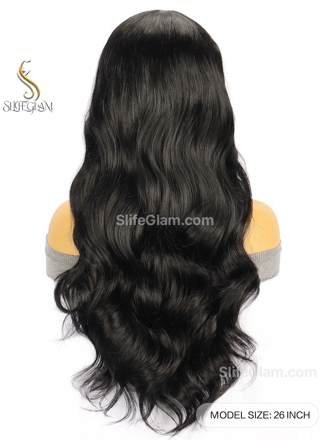 Beautiful Realistic Lace Front Black Wavy Wig