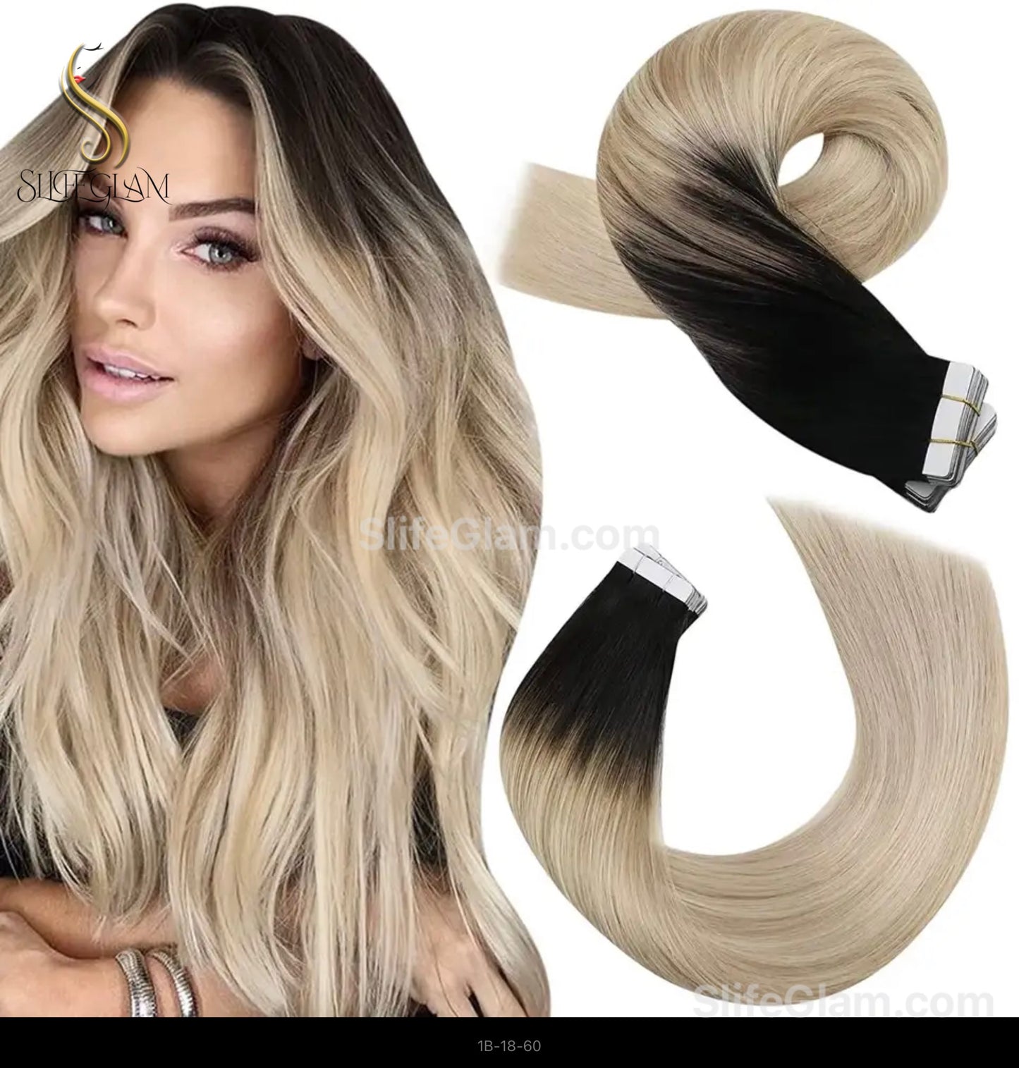 100% Remy Human Hair Ombre Blonde Tape-in Hair Extensions 50G Platinum Blonde Honey Blonde Brown Dark Blonde