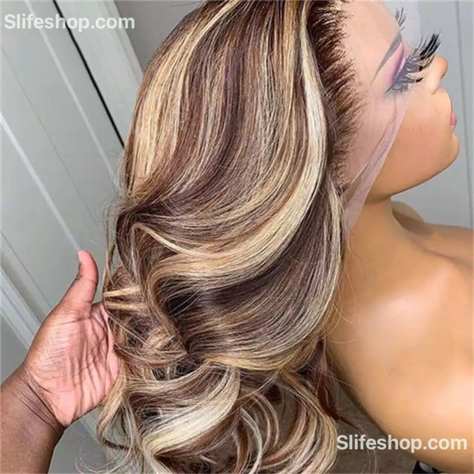 Luxurious Virgin Human Hair Wig Ombre HD Lace Front Wig Brazilian Hair Wigs Honey Blonde Wig Body Wave