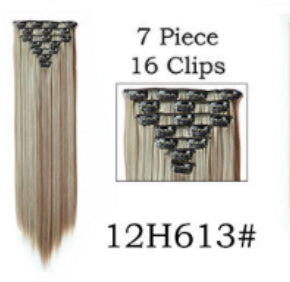 16 Clips Long Straight Synthetic Hair Extension Blonde Brown Brunette Red Natural Realistic Wig