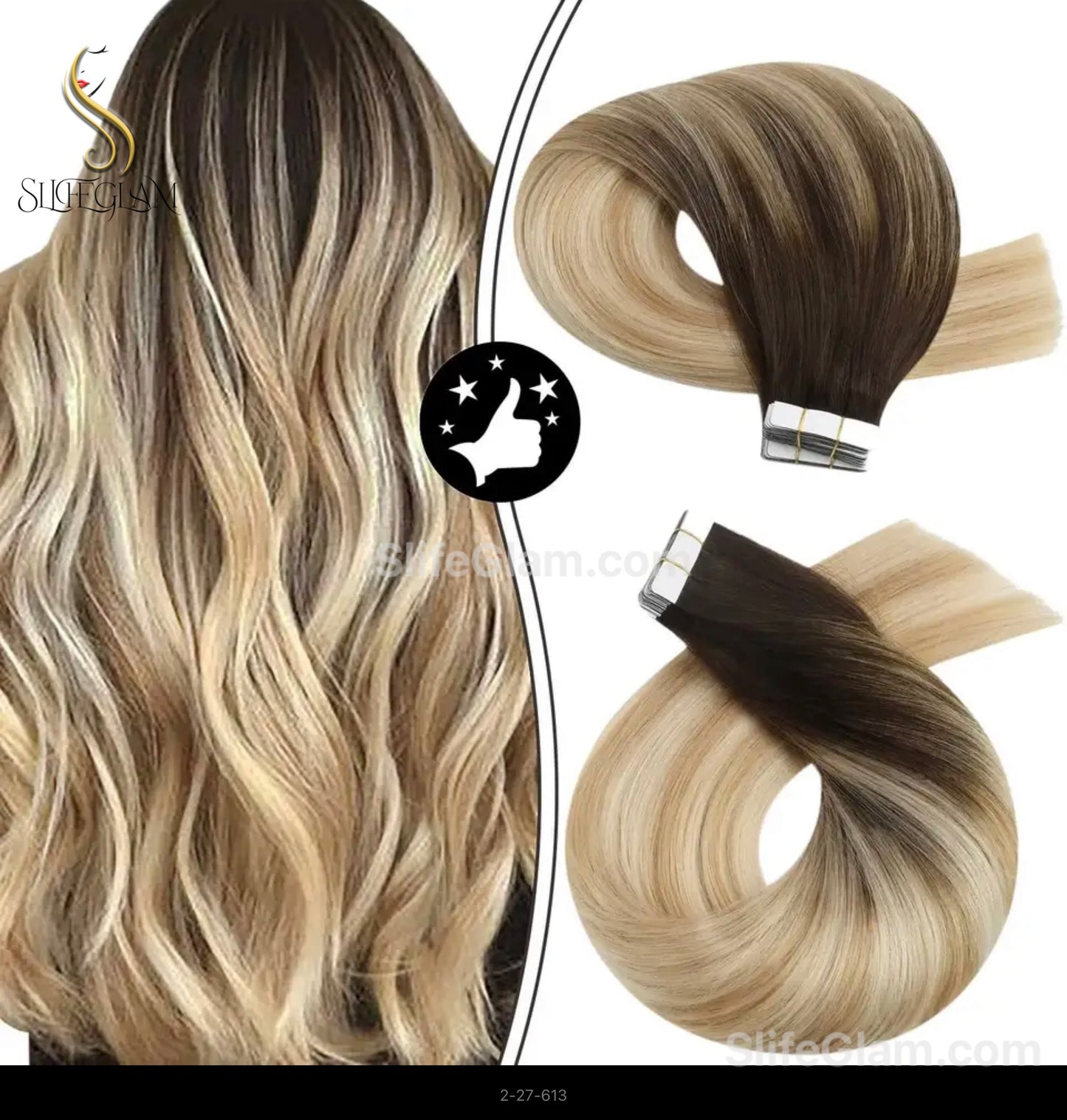 100% Remy Human Hair Ombre Blonde Tape-in Hair Extensions 50G Platinum Blonde Honey Blonde Brown Dark Blonde