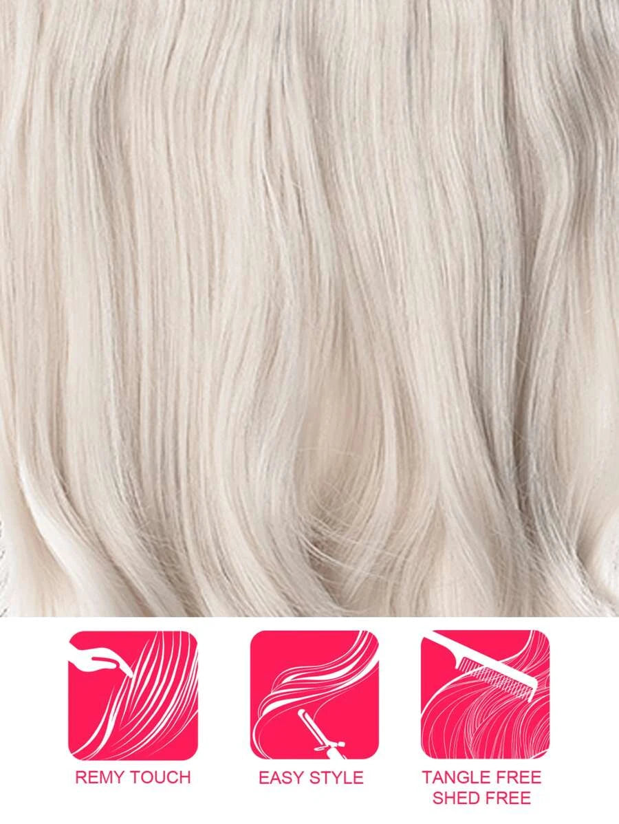 Heat Resistant Blonde Clip In Hair Extensions One Big Piece