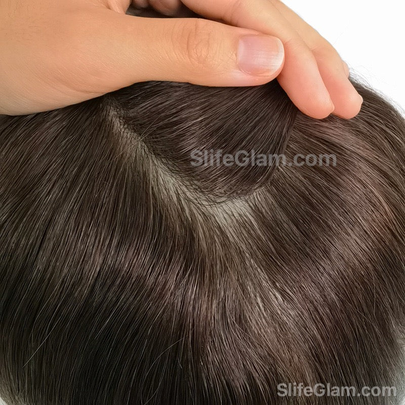 SlifeGlam Men’s Bio-Skin Ultra-Thin Toupee Topper Human Hair Men’s Hair Piece Men’s Hair Systems