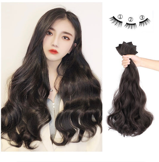 3 Piece Natural Black Long Wavy Clip-in Hair Extensions