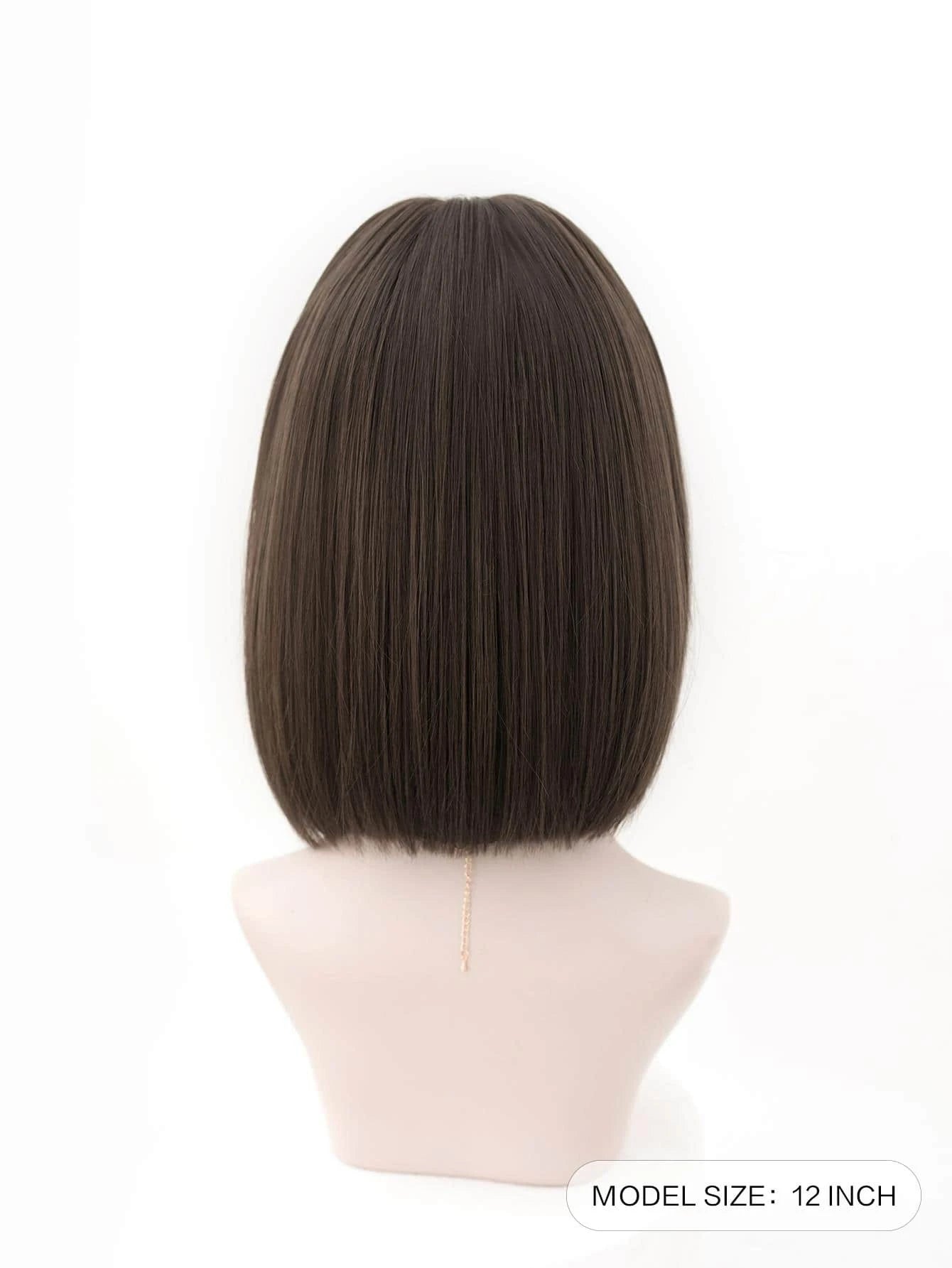 Realistic Short Brown Bob Wig with Bang