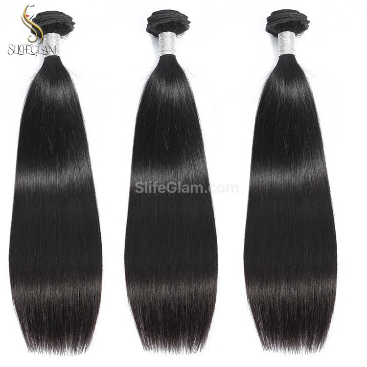 SlifeGlam Human Hair Bundles Straight Natural Black Brown Human Hair Weaves Virgin Straight Remy Hair 100g Human Hair Weft Extensions