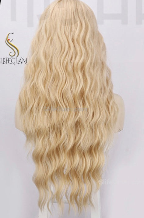 Long Beautiful Wavy Blonde Lace Front Platinum Blonde Bleached Blonde Wig