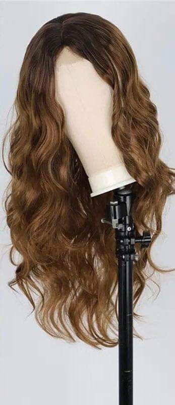 Long Beautiful Wavy Brown Dark Brown/Light Brown Ombré  Lace Front Wig