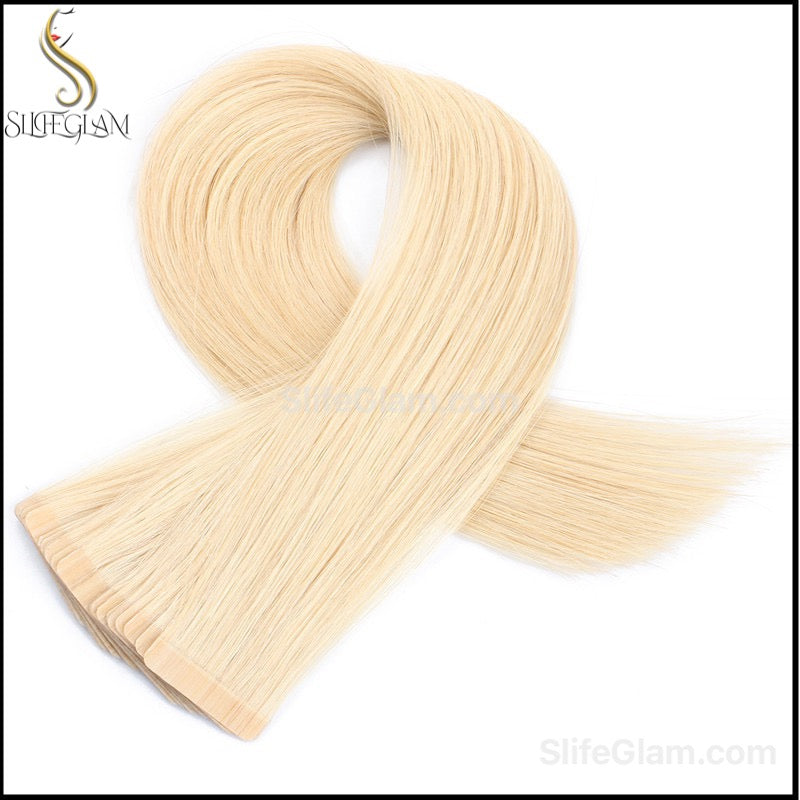 100% Remy Human Hair Blonde Tape-in Hair Extensions 50G Platinum Blonde Honey Blonde Brown Dark Blonde