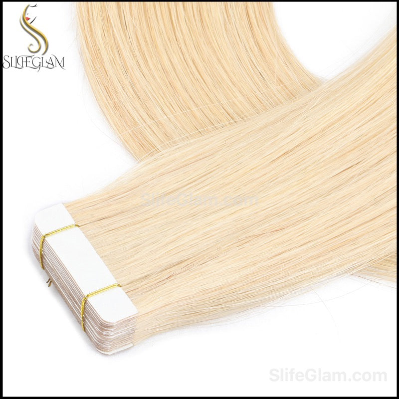 100% Remy Human Hair Blonde Tape-in Hair Extensions 50G Platinum Blonde Honey Blonde Brown Dark Blonde