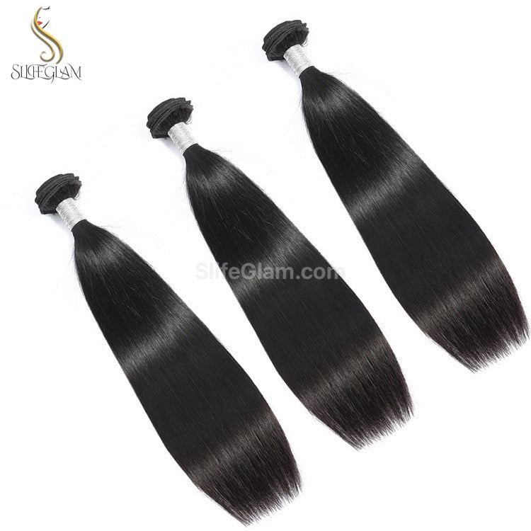 SlifeGlam Human Hair Bundles Straight Natural Black Brown Human Hair Weaves Virgin Straight Remy Hair 100g Human Hair Weft Extensions