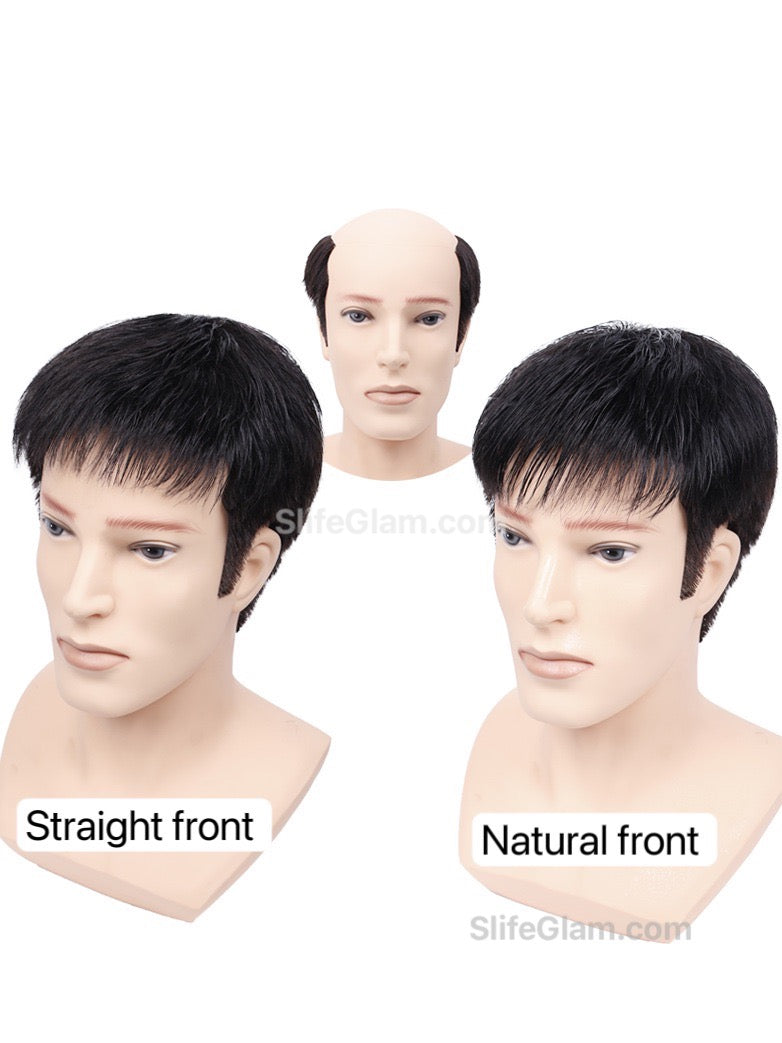 SlifeGlam Men’s Clip-on Human Hair Toupee Human Hair Topper Men’s Hair Piece Men’s Wig