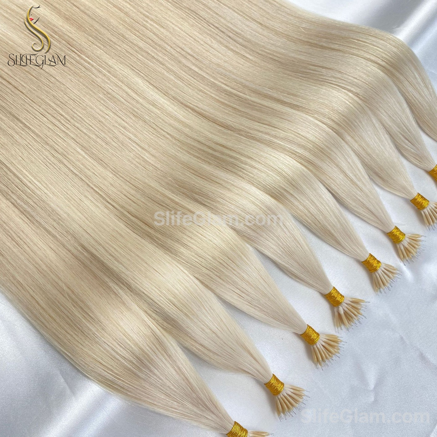 100% Human Hair Blonde Nano Ring Hair Extensions 50G Platinum Blonde Honey Blonde Brown Dark Blonde