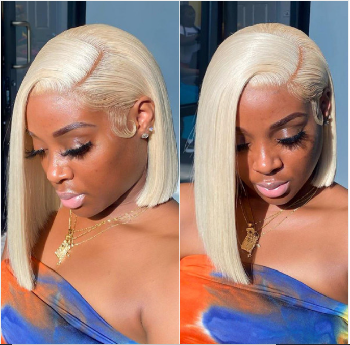 613 Transparent Lace Front Blonde Human Hair Wig Full Lace Wig Bob La SlifeGLAM